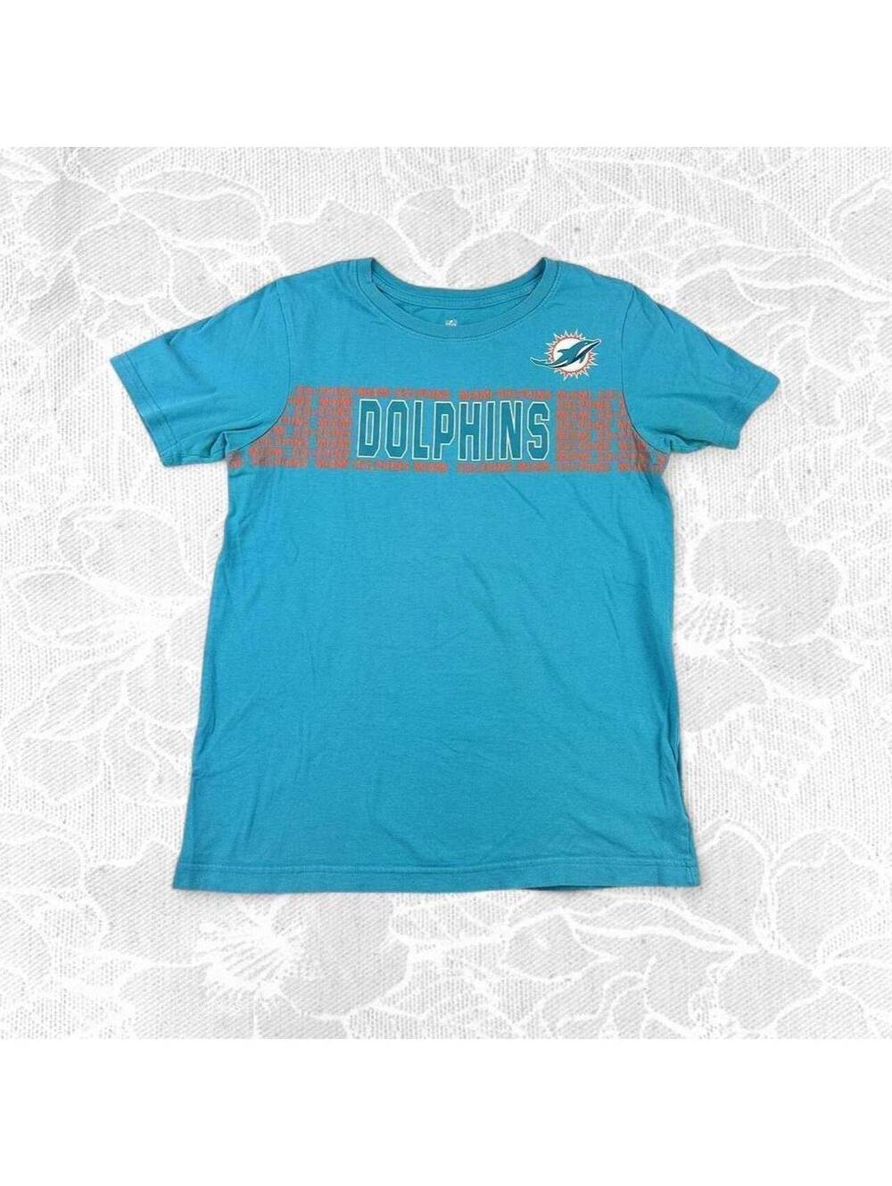 Miami Dolphins NFL Aqua and Orange T-Shirt - Size Youth Large 12/14